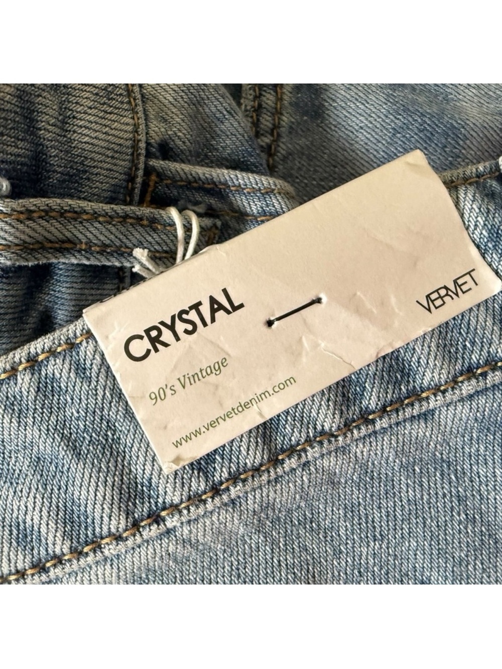 Vervet Crystal 90s Vintage Raw Hem Distressed Straight Leg Jeans 100% Cotton 30 - Picture 6 of 8